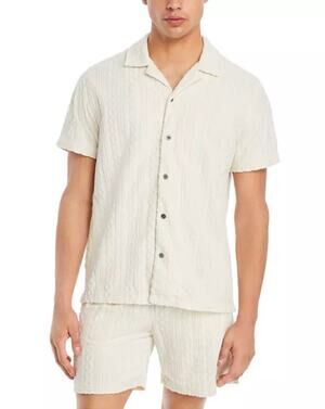 RAILS Shirt MED Maverick‎ Terry Cloth Jacquard Camp Raised Texture Spread collar